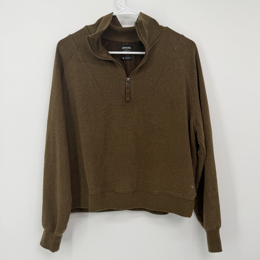 Prana Cozy Up‎ Pullover Sweatshirt 1/4 Zip Brown Women's Medium